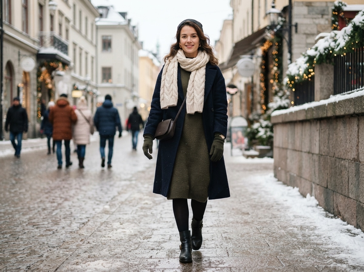 Kleid im Winter tragen